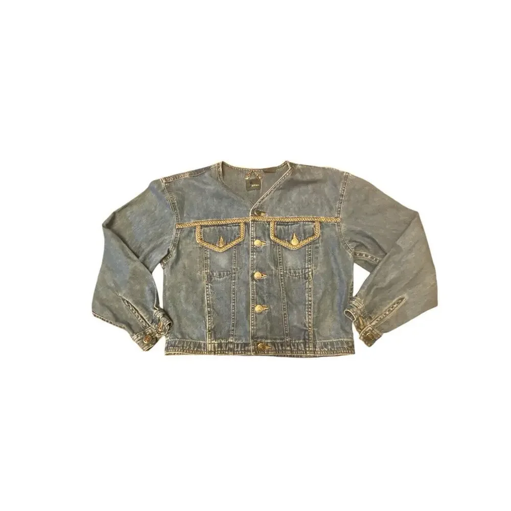 Liz Wear V Neck Denim Jacket Size Small Petite Long Sleeve Casual Vintage - Picture 13 of 16